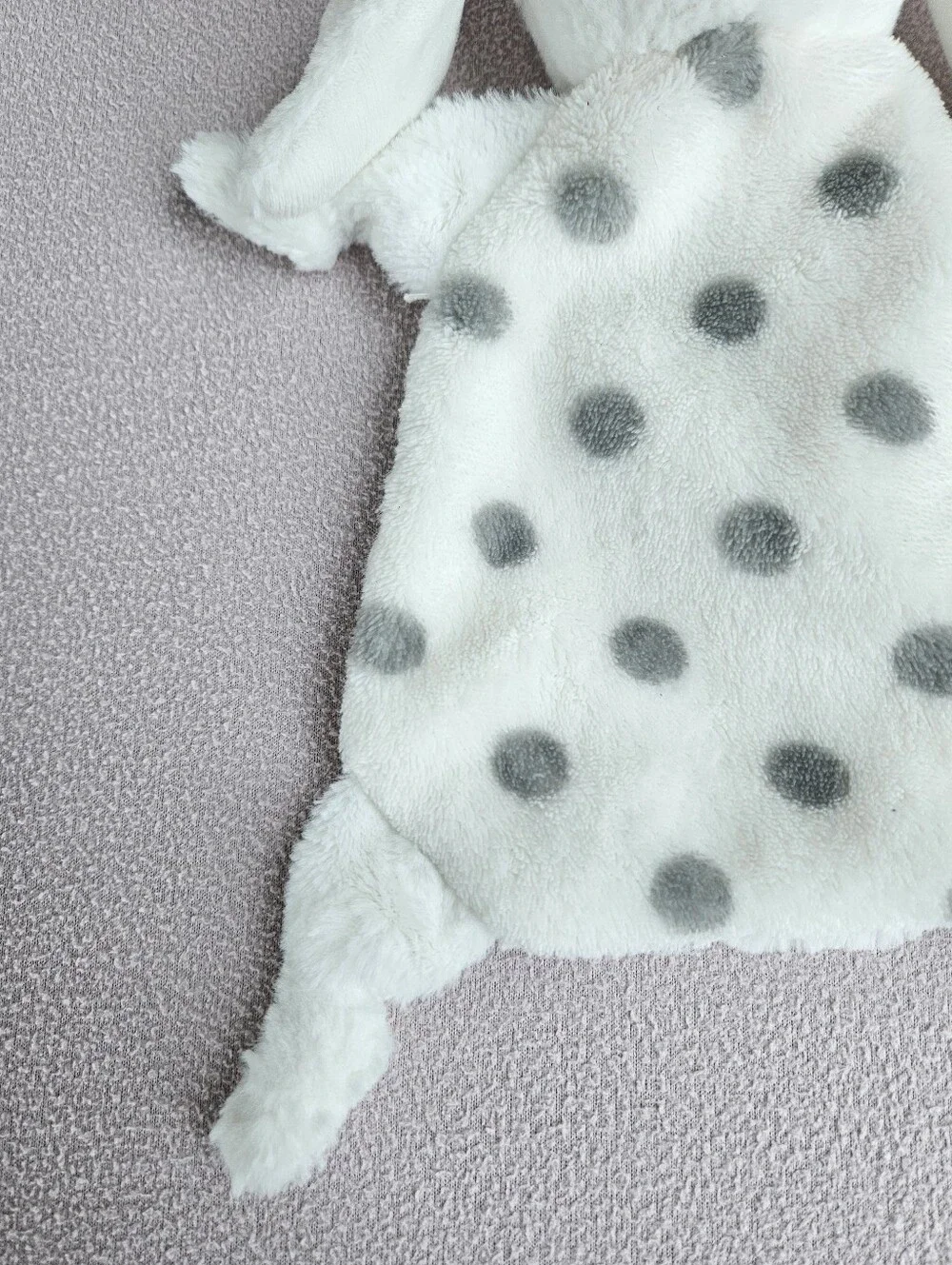 Carters Grey White Polka Dot Bunny Rabbit Knots Plush Baby Security Blanket